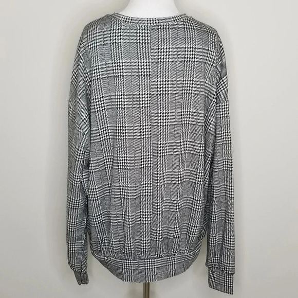 NWT Zara Floral Embroidered Plaid Long Sleeve Top S - Picture 4 of 7